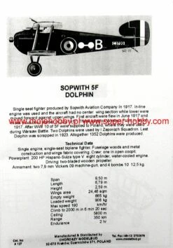 Choroszy Modelbud A127 Sopwith Dolphin 17 Choroszy Modelbud A127 Sopwith Dolphin -Toy Model Store 19365 2 choa127 1