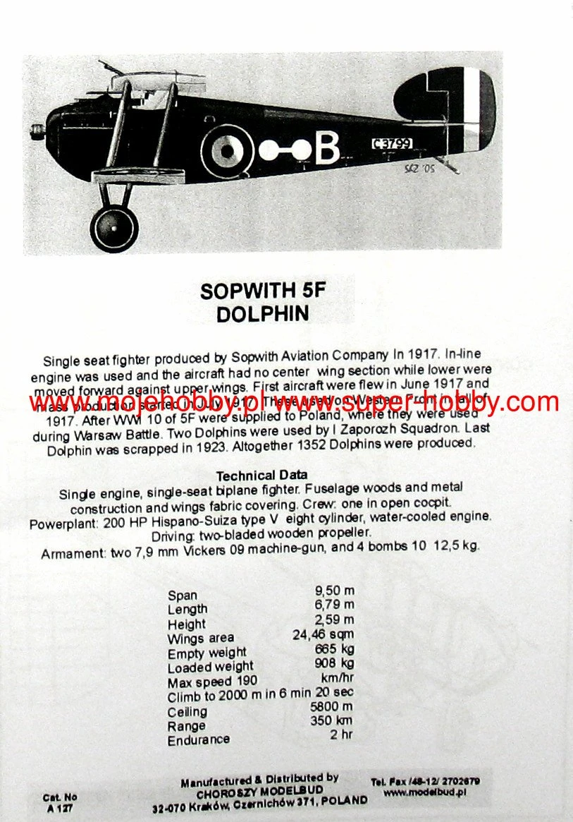 Choroszy Modelbud A127 Sopwith Dolphin 8 Choroszy Modelbud A127 Sopwith Dolphin - Image 6