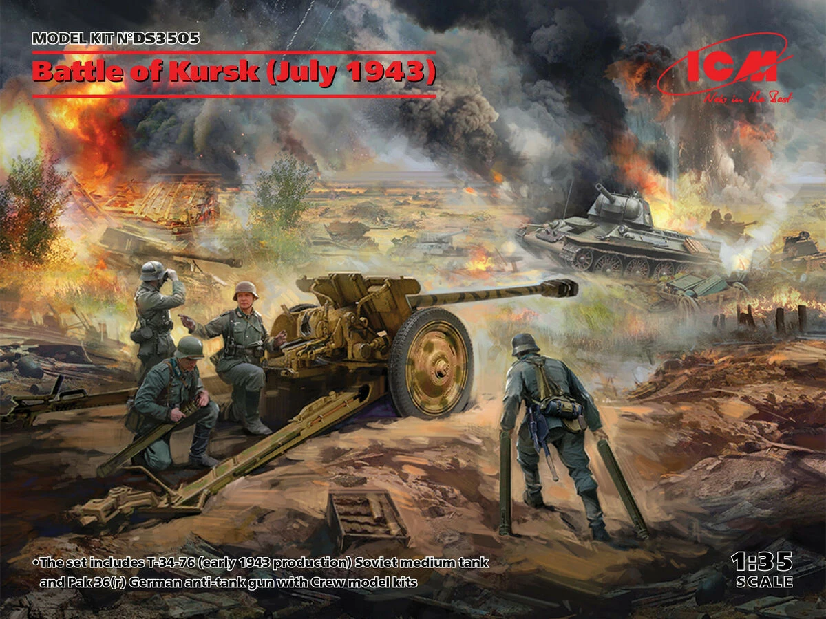 ICM DS3505 Battle Of Kursk (July 1943) (T-34-76 (early 1943), Pak 36(r ) With Crew (4 Figures)) 3 ICM DS3505 Battle Of Kursk (July 1943) (T-34-76 (early 1943), Pak 36(r ) With Crew (4 Figures))