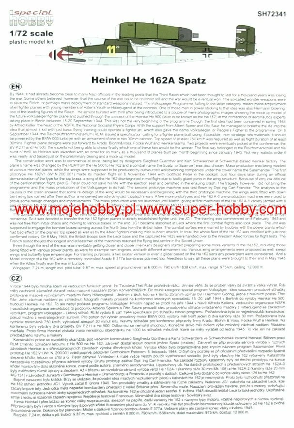 Special Hobby 72341 Heinkel He-162 Spatz 7 Special Hobby 72341 Heinkel He-162 Spatz - Image 5