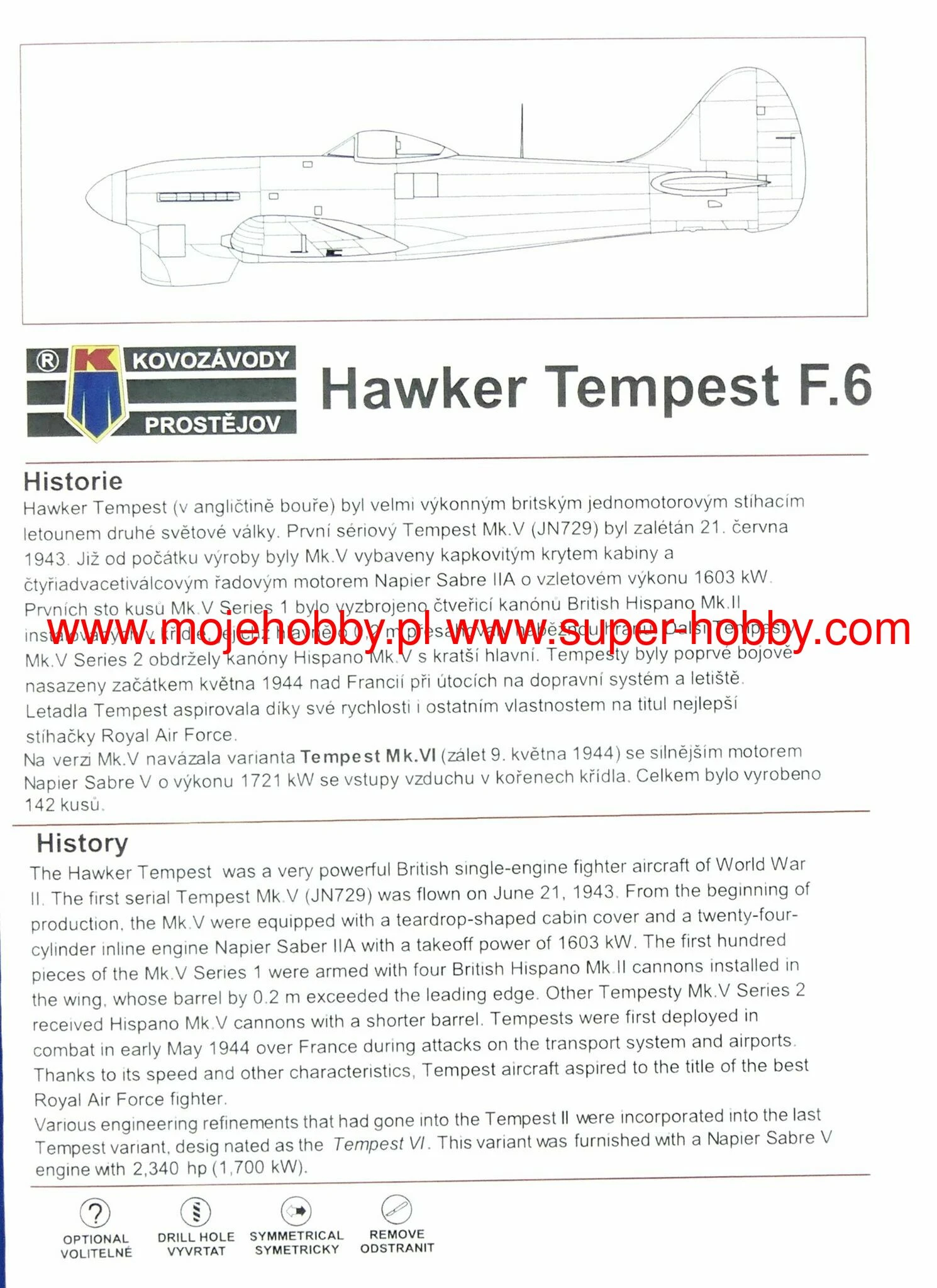 DISCONTINUED Kovozavody Prostejov 72223 Hawker Tempest F.6 8 DISCONTINUED Kovozavody Prostejov 72223 Hawker Tempest F.6 - Image 6
