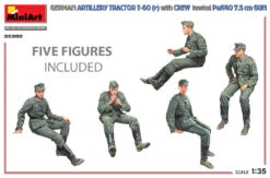 NEW! MiniArt 35395 T-60 (r) German Artillery Tractor With Crew Towing PaK40 7,5 Cm Gun -Toy Model Store 53638 35395 figures